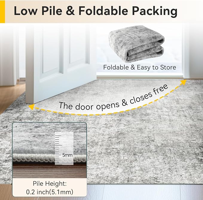 RELEANY Washable Area Rugs 5'x8' Non-Slip Modern Abstract Soft - Image 6