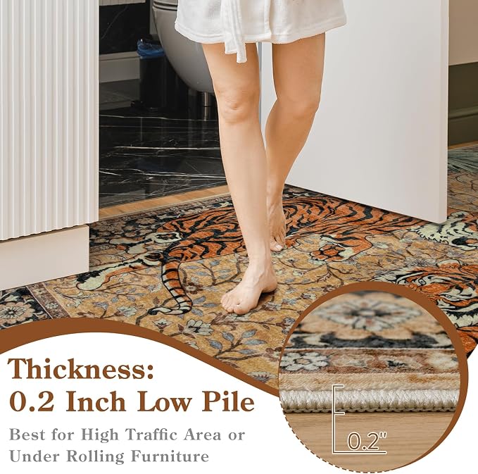 Moynesa Tiger 5x7 Area Rugs, Boho Washable Rugs - Image 5