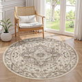 5ft Round Vintage Living Room Area Rug by COTILED