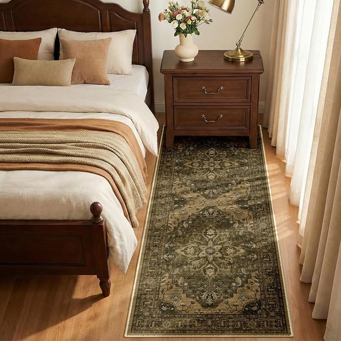 RELEANY Area Rugs Runner 2'x6' Washable Non-Slip, Floral Vintage Distress - Image 3