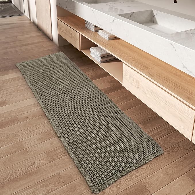 Upgraded Christmas Waffle Runner Rug Super Absorbent Non Slip Bath Mats by AMOAMI