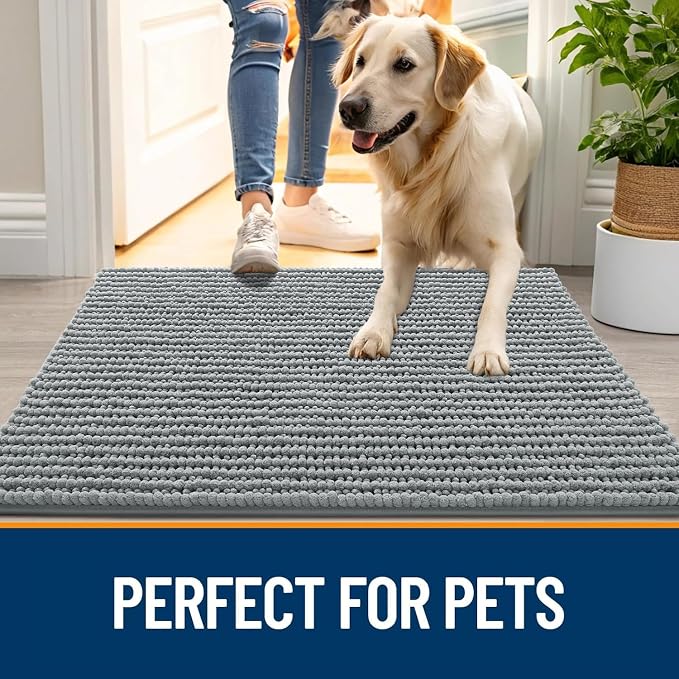 OLANLY Dog Door Mat for Muddy Paws 59x35, Ultra Absorbent Chenille Mud Doormat - Image 6