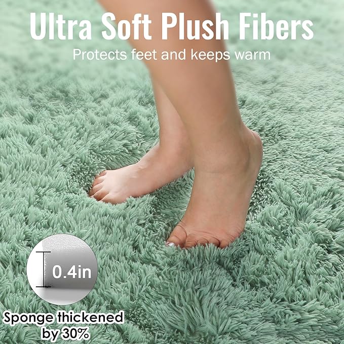 PAGISOFE Sage Green Rugs for Living Room, 5x7 Ft Shaggy Rug Plush Fuzzy Carpet - Image 6