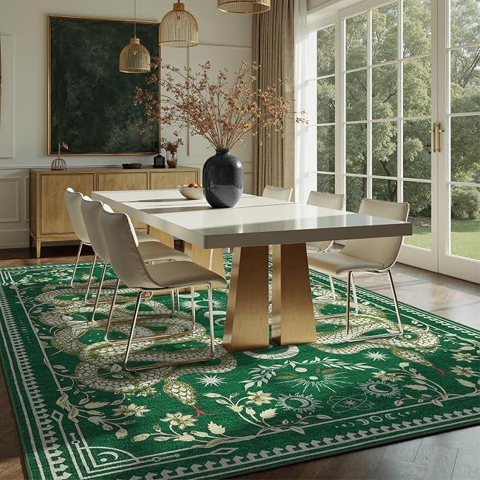 DCX Washable 6x9 Snake Rug, Soft Low Pile Carpet, Kid & Pet Friendly - Image 2