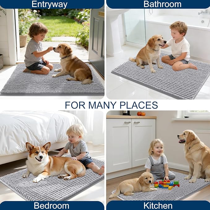 OLANLY Dog Door Mat for Muddy Paws 24x16, Ultra Absorbent Chenille Mud Doormat - Image 8