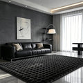 Black Rabbit Plush Rug 5'x8', Fluffy Faux Fur Shaggy Area Rug by CHOVY