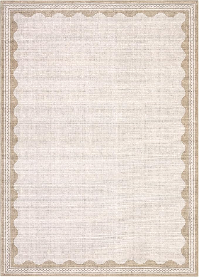 GarveeHome Scalloped 3x5 Rug Washable Non-Slip Low-Pile Indoor Rugs - Image 4