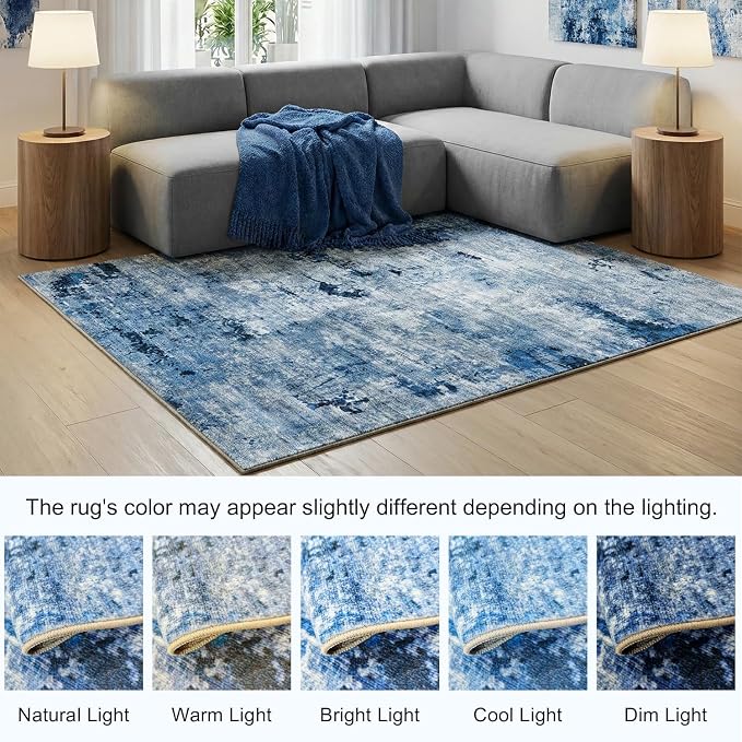 Washable Area Rug, Stain-Resistant & Pet-Friendly, 0.26 Inch Low Pile Carpet - Image 9