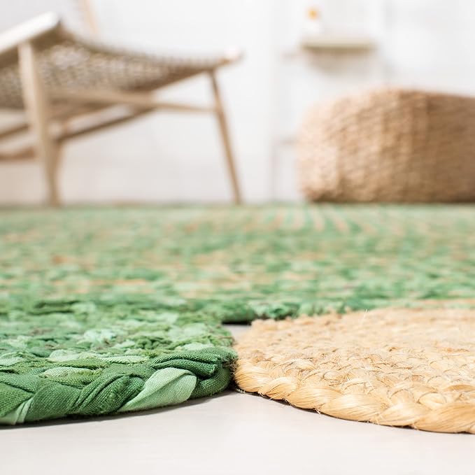 SAFAVIEH Cape Cod Collection 5' x 8' Green/Natural CAP201Y Handmade Boho - Image 4