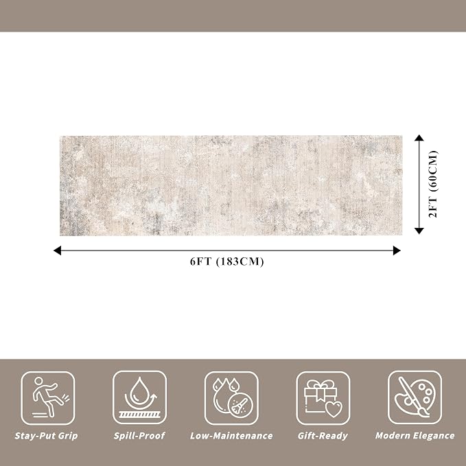 2x6ft Non-Slip Washable Kitchen Rug - Image 2