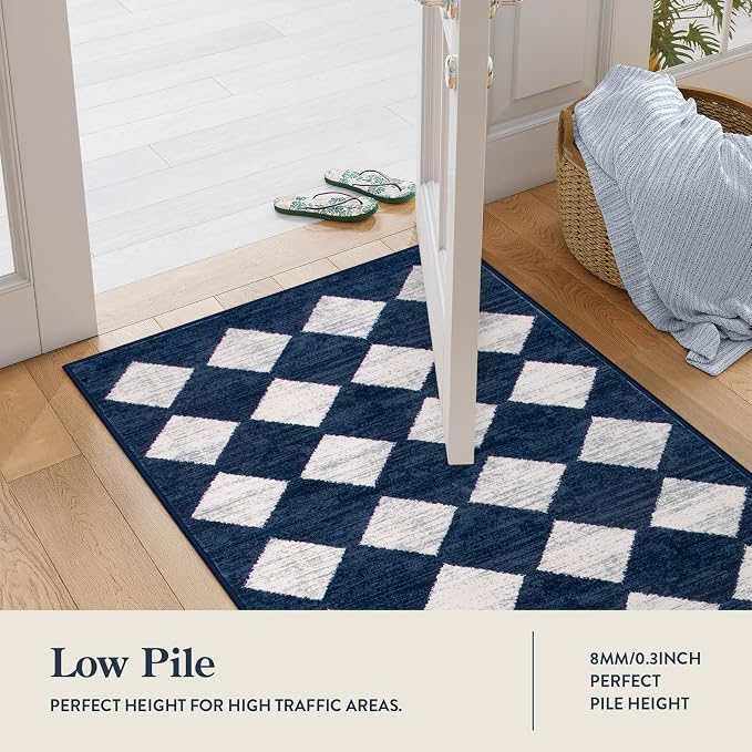 Lahome Zelie Checkered 2x8 Hallway Runner Rug, Soft Kitchen Runner Rugs Non - Image 8