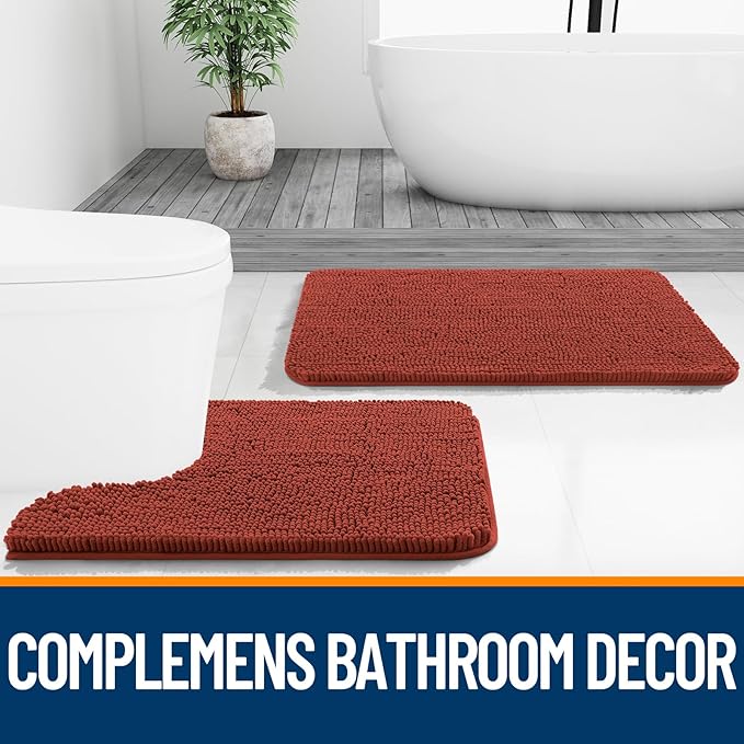 OLANLY Bathroom Runner Rugs 44x24, Soft Absorbent Chenille Bath Rugs, Rubber - Image 7