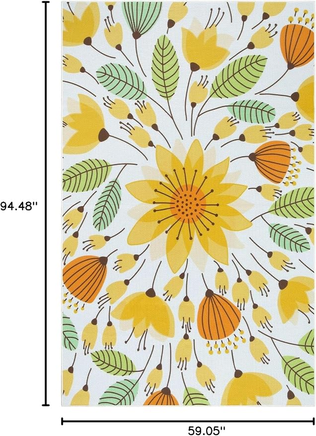 Lahome Floral Indoor Outdoor Rug, 5x8ft Non-Slip Outdoor Patio Rug - Image 2
