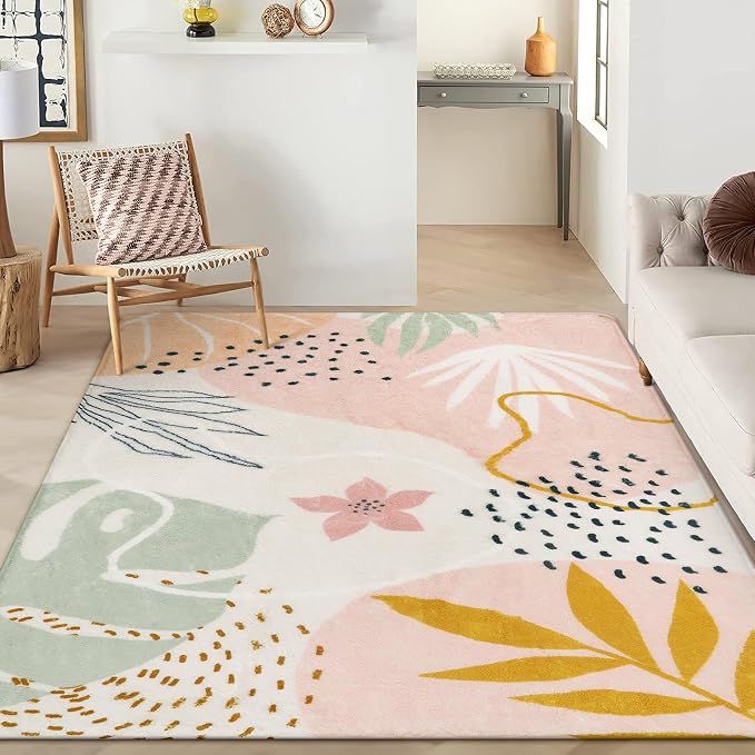 Lahome Washable Pink Area Rug 9x12 by Lahome