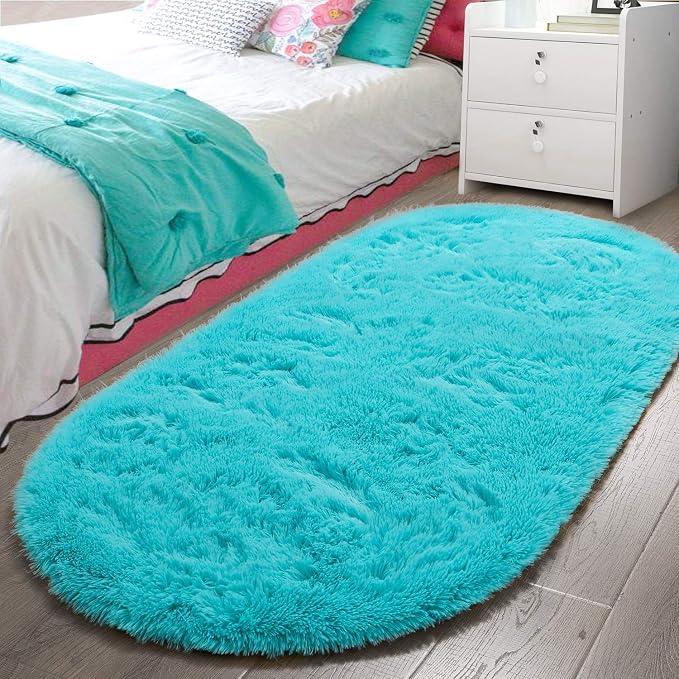 LOCHAS Bedroom Rug 2.6' x 5.3', Soft Oval Throw Rugs Carpet - Image 4