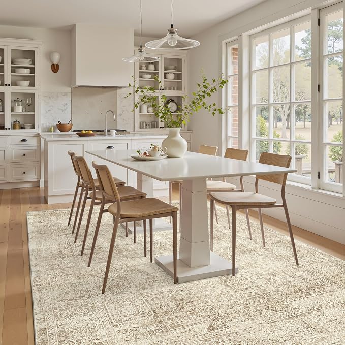 Soalmost 6x9 Area Rug for Living Room Floral Washable Non-Slip Modern Rugs for - Image 3