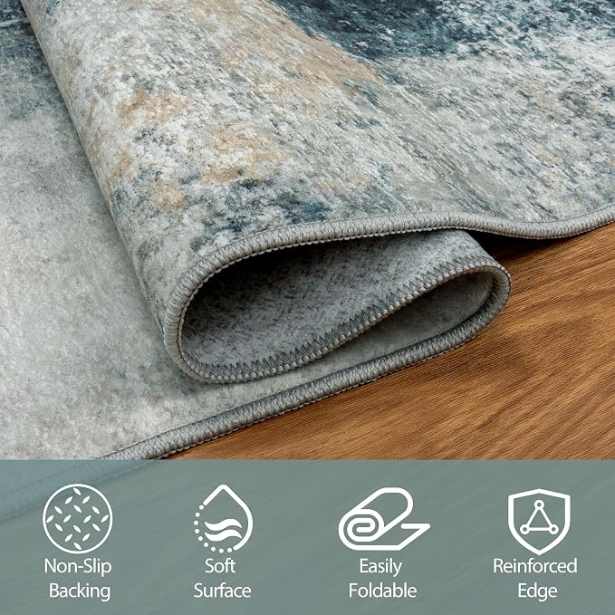 9x12 Area Rugs for Living Room Rug Washable: Abstract Large Rug for Dining Room - Image 3