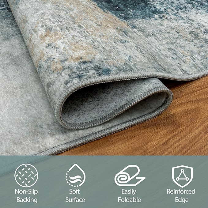 5x7 Area Rugs for Living Room Rug Washable: Abstract Rug for Dining Room - Image 4