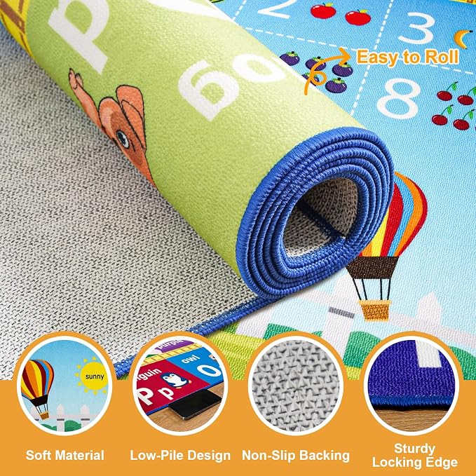 ABC Rug for Playroom Classroom Bedroom, 6x9 Kids Educational Area Rug for - Image 7