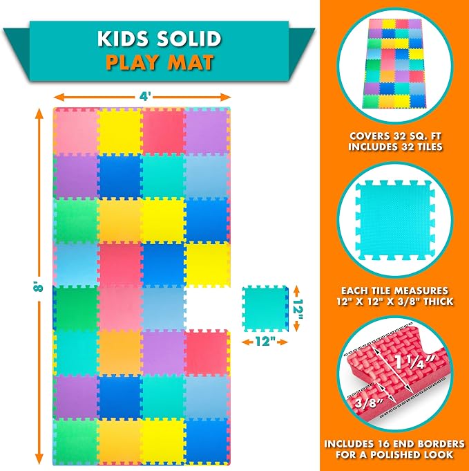 ProSource Baby Play Mat, Soft Foam Floor Tiles - Image 2