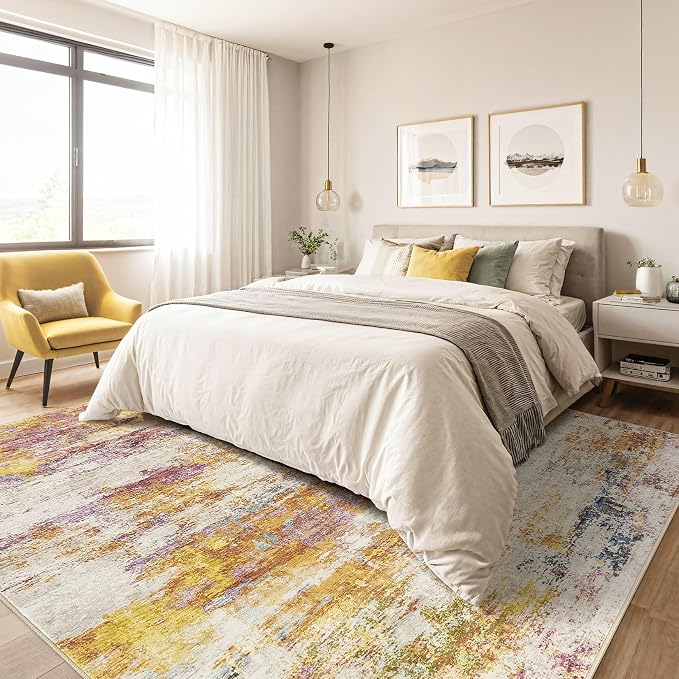 10x14 Area Rugs Living Room: Washable Large Abstract Modern Soft Stain - Image 4