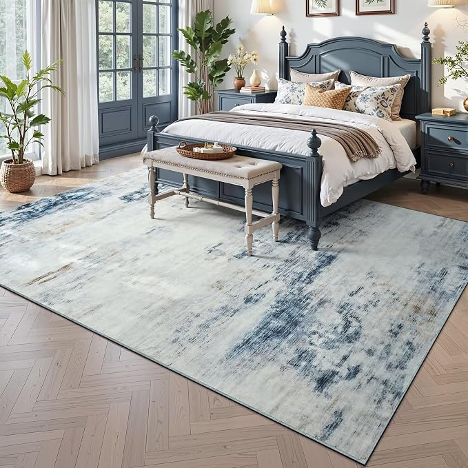 Toneed Abstract Area Rug 6x9 Modern Washable Rug Soft Non Slip Rug Low Pile - Image 2