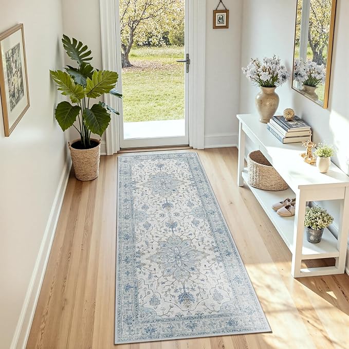 RELEANY Area Rugs Runner 2'x6' Washable Non-Slip, Floral Vintage Distress - Image 3