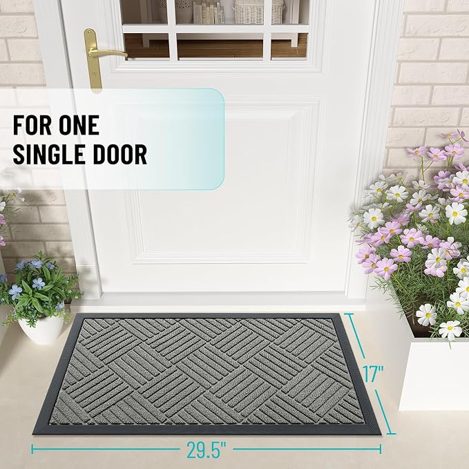 OLANLY Front Door Mat Outside Entrance 29.5x17, Heavy Duty Sturdy Natural - Image 2