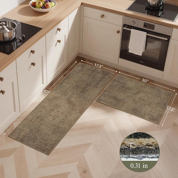 GENIMO Kitchen Mats for Floor 2PCS, Washable Absorbent Runner Rugs for Kitchen - Image 2