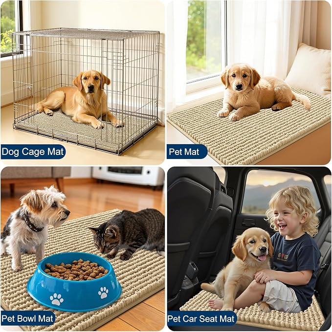 OLANLY Dog Door Mat for Muddy Paws 59x24, Ultra Absorbent Chenille Mud Doormat - Image 7