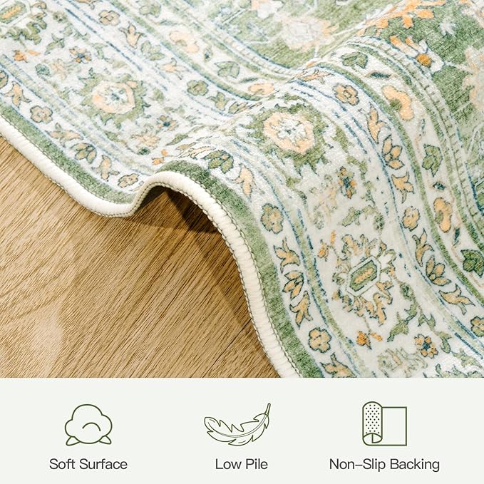 Lofus 10x14 Area Rug for Living Room, Light Green Washable Area Rugs - Image 6