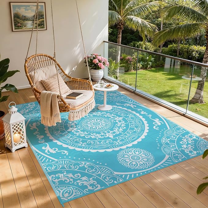 Pauwer Waterproof Outdoor Rug 8x10, Reversible Plastic Straw Patio Camping Rug - Image 8