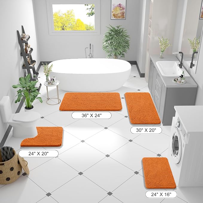OLANLY Bathroom Rugs 30x20, Extra Soft Absorbent Chenille Bath Rugs, Rubber - Image 2