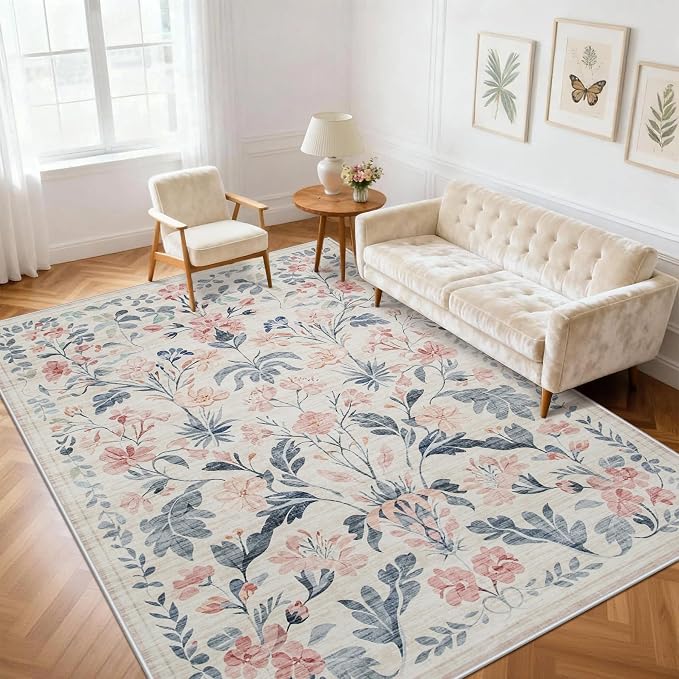 6x9 Area Rugs Washable Rug: Large Boho Living Room Rug Soft Non-Slip Low Pile by Yidanamy