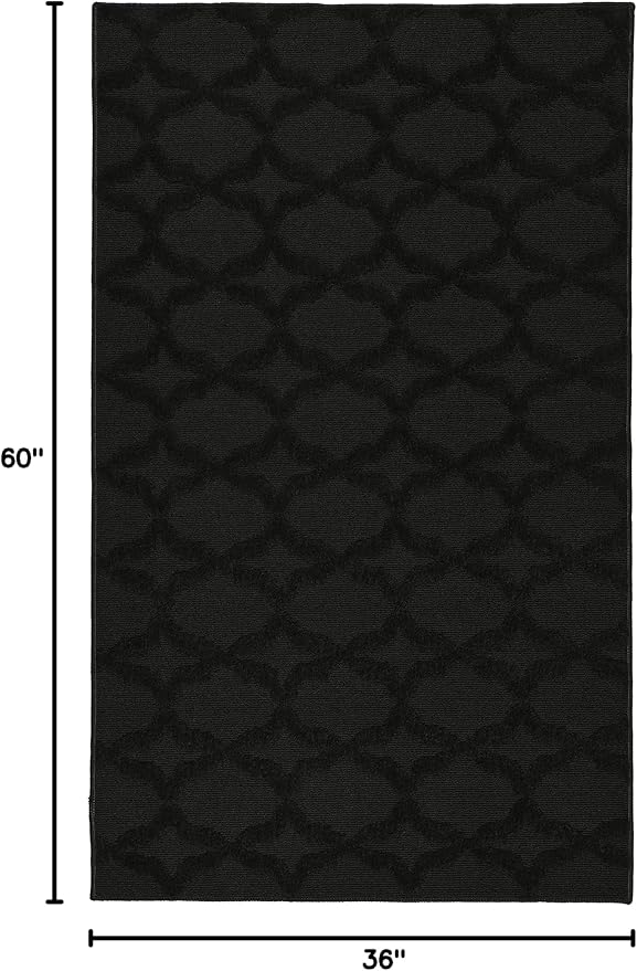 Garland Rug Sparta Non Slip Polypropylene 3 Ft. X 5 Ft. Black Area Rug- Ideal - Image 3