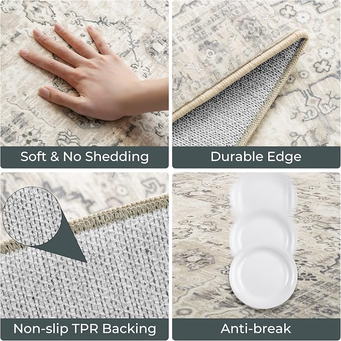 GRANNY SAYS Boho Kitchen Rug Sets of 2, Non Slip Washable Faux Wool Kitchen Mats - Image 4