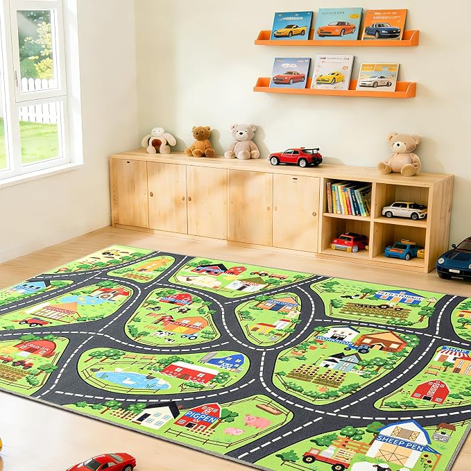 Farmyard Adventure Play Rugs, Educational and Fun Farm Play Mat by BBENRON