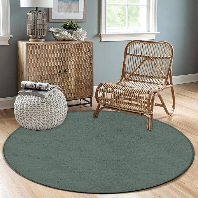 Machine Washable Modern Round Area Rug, Room Sofa Yoga Soft Round Carpet - Image 4