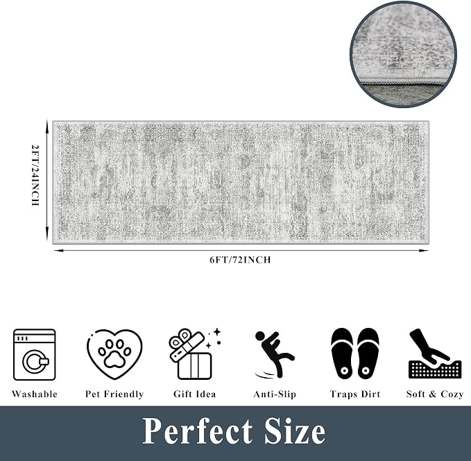 Rug Runners 2x6 Hallway Washable, Non Slip - Image 2