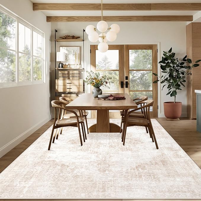 Area Rug 10x14 Vintage Rugs: Large Washable Living Room Rug Retro Medallion - Image 4