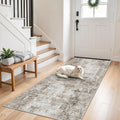 3x7 Washable Non-Slip Kitchen Runner Rug – Modern Abstract Neutral Beige & Gray by ZHXXUJ