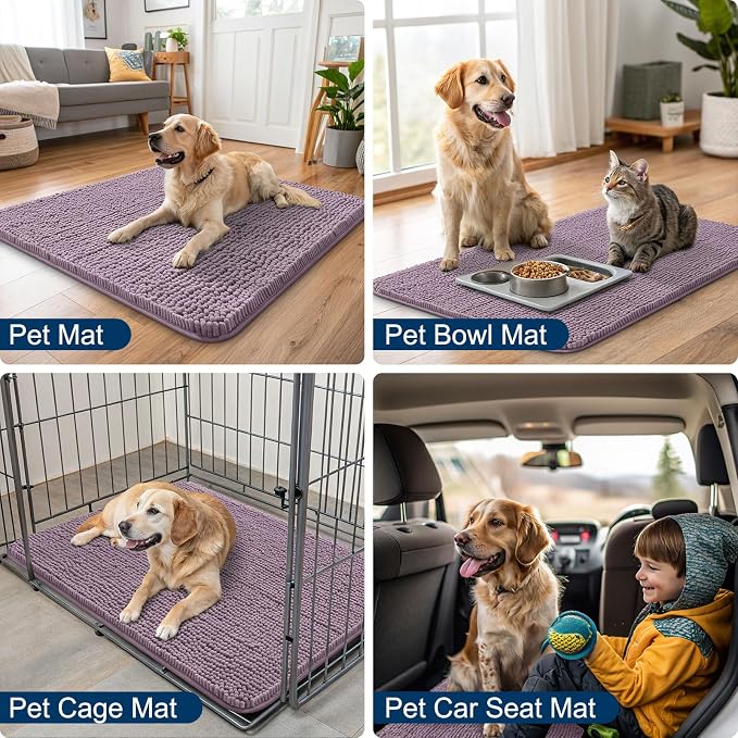 Smiry Dog Door Mat for Muddy Paws 59x35, Absorbent Dirt Trapper, Non-Slip - Image 6