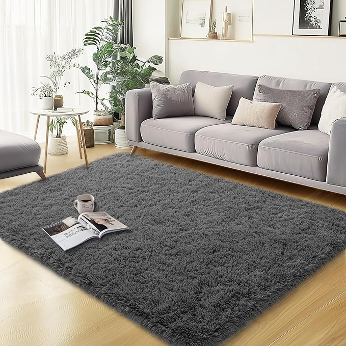 qulint 3x5 Area Rugs for Bedroom, Soft Fluffy Rug for Boys Room Fuzzy Shag by QULINT