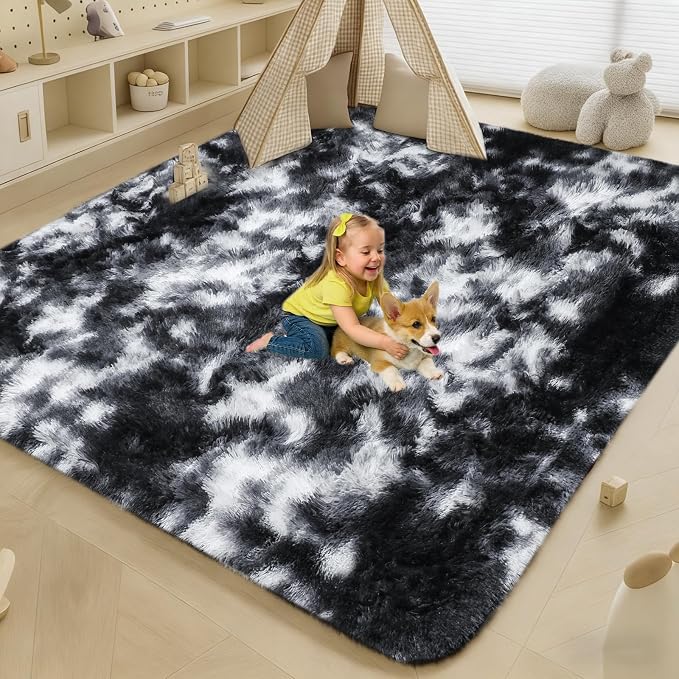 5x7 Plush Fluffy Area Rugs, Large Soft Carpet, Upgraded Non-Slip Rectangular Rug - Image 4