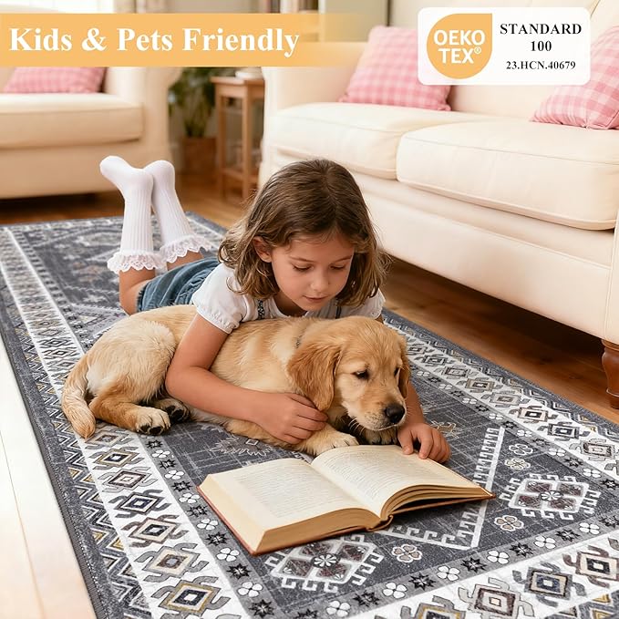 HEBE Boho Kitchen Rugs Sets of 2, Non Slip Washable Kitchen Mats - Image 8