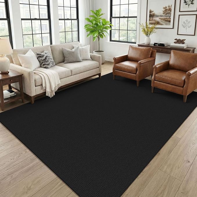 KOZYFLY Black 6x9 Dining Room Rugs, Washable Area Rug by KOZYFLY