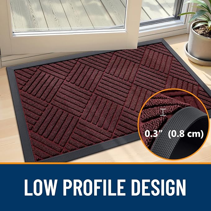 OLANLY Front Door Mat Outside Entrance 35x23, Heavy Duty Sturdy Natural Rubber - Image 4