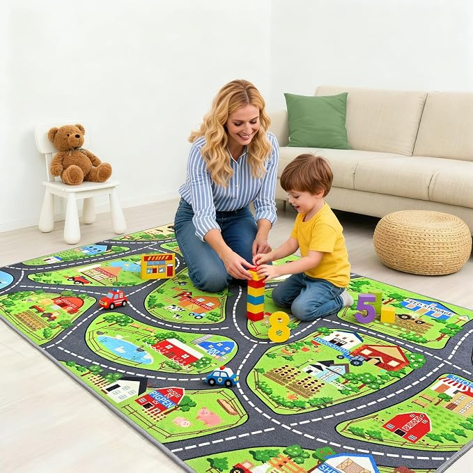 Farmyard Adventure Play Rugs, Educational and Fun Farm Play Mat - Image 2