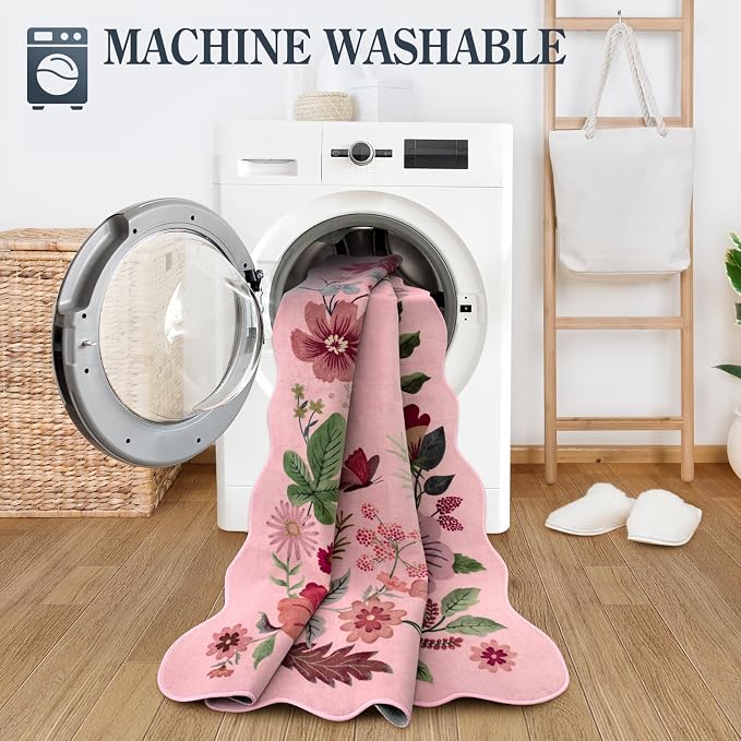 Lahome Floral Washable Entryway Rug, 2X3 Soft Kitchen Rugs Non-Slip, Ultra-Thin - Image 4