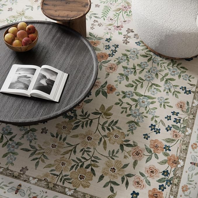 Machine Washable Rugs for Living Room: 6x9 Area Rugs for Bedroom Vintage Stain - Image 3